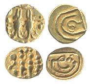 Alupas of Udipi, Udayadityaraya or Gopisvararasa Pandya. Gold Fanams (2), two stylised fis