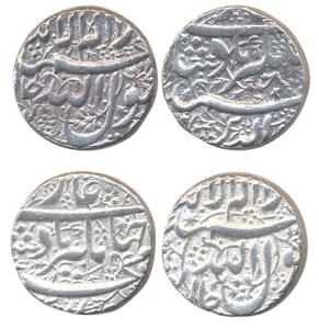 Jahangir, Silver rupees (2), Jalnapur mint, Kalima in floral background, rev Nur ud-din Mu