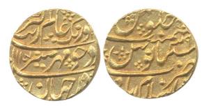 Aurangzeb, Gold Mohur, Islamabad mint, AH 1107, year 39 (KM 315.21). Extremely Fine, Scarc
