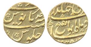 Jahandar Shah (AH 1124, AD 1712-3). Gold Mohur, Ahmadnagar mint, AH1124, year Ahd, (KM 368
