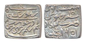 Shiva Simha, Silver square rupee, Gargaon mint, Saka 1651, (KM 75). Extremely Fine.