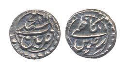 Tipu Sultan, Silver 1/16 rupee- Kazmi, Patan mint, year 6, (KM B125). Very Fine, Rare.