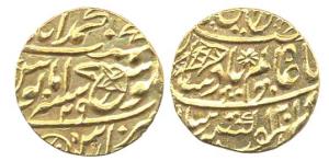 In the name of Shah Alam II, Gold Mohur, Muhammadabad Banaras mint, AH 1201 year 29 with f