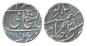 Silver Rupee, Gwalior mint, during the English occupation of 1802 to 1806. Shows British s