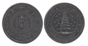 Silver ½ Pagoda, Large English lettering. Struck (c. AD 1808). Reverse side counter-struck
