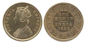 Victoria Empress, Gold Mohur, 1882. (KM Y#26). Very Fine.