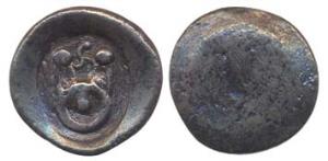 Punch-marked Coins, Kuntala Janapada, 6th century BC, Silver, 6.24 g, pulley type with a b