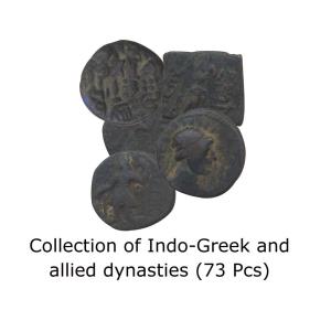 Indo-Greeks: Collection of Indo-Greek and allied dynasties in Copper (53) and Silver (20).