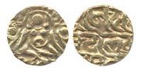 Chandellas, Sallakashanavarma, Gold, ¼ Unit, Goddess Lakshmi on obv; Nagari legend on rev.