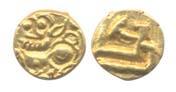 Kadambas of Goa, Gold, Fanam, Anonymous, a lion to left on obv; Shri on rev (Mitc, p. 127)