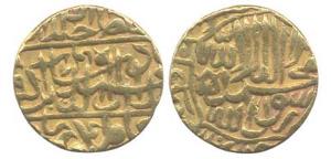 Akbar, Gold, Mohur, Agra Mint, Kalima type, AH 971 (KM 106.1). About Very Fine, Scarce.