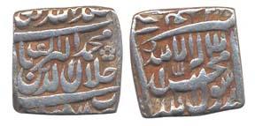 Akbar, Silver, ½ Rupee, Square, Ahmedabad Mint, Kalima type, AH Alif (1000). Very Fine, Sc