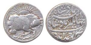 Jahangir, Silver, Zodiac Rupee, Taurus Sign, Ahmedabad Mint, AH 1027/13. Very Fine, Very R