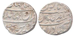 Jahandar Shah, Silver, Rupee, Bahadurgarh mint, AH 1124/Ahad, Sahib-Qiran type (KM 364.6).