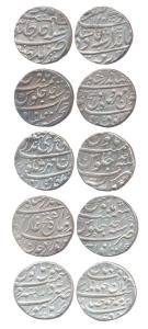 Jahandar Shah, Silver (5), Rupee, 5 different mints: Burhanpur, Itawa, Khujista Bunyad, La