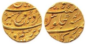 Farrukhsiyar, Gold, 10.86 g, Mohur, Torgal Mint, RY Ahad (KM# 390.33). About Extremely Fin