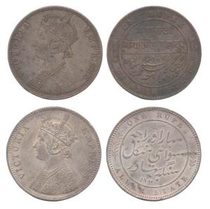Alwar and Bikaner, Silver (2), Rupee, with the name of Victoria Empress, Calcutta mint, mi
