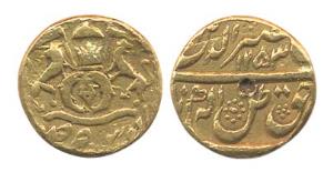 Nasir-ud-Din Haider Shah, Gold, ¼ Ashrafi, AH 1253, Lucknow Mint. One test mark on rev, Ab