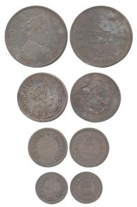 Sayaji Rao III, Silver (4), Set of 4: Machine Struck, Rupee (VS 1949), 1/2, Rupee (VS 1948