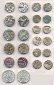 Silver (12), Kori (6), and ½ Kori (6). Numerous rulers, types and dates, including one Jai