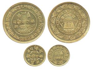 Madansinghji (1948), Gold (2), Nazarana Mohur and Kori, Jai Hind, VS 2004, AD 1948, with t