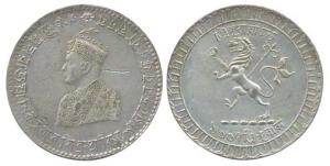 Vira Vikram Kishore Deb Barman, Silver, Rupee, portrait of the Maharaja on obv and lion ra