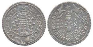 Quarter Pagoda, Standing Vishnu type, 2nd issue, ND, 1808-1815 issue with 9 stars on eithe