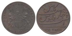 Copper, XX Cash, AD 1803. Extremely Fine, Rare.