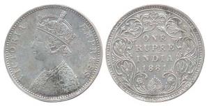 Victoria Empress, Silver, Rupee, 1881, Bombay Mint. About Very Fine, Scarce.