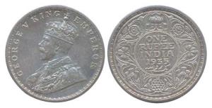 George V, Silver, Rupee, 1935, Calcutta Mint. Exist as a proof only date, Proof Restrike. 