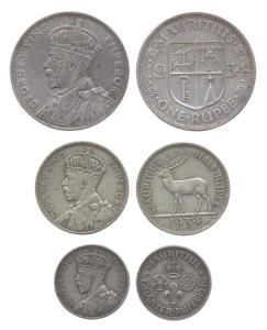 Mauritius, George V, Silver (3), 1, ½ and ¼ Rupee, 1934, 1934 and 1936. Very Fine, Scarce.