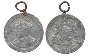 Jind, Delhi Darbar Commemoration Medal, Lead, 1911, obv has conjoined busts of George V an
