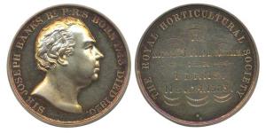 Royal Horticulture Medal, Silver Gilt, portrait of Joseph Banks (1743-1820) on obv, was a 
