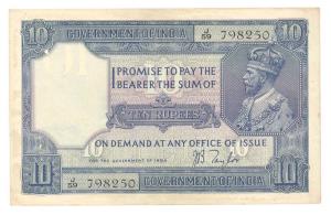 George V, Rupees 10, 2nd issue, 1926, signed J. B. Taylor, (Jhun #7.2). Extremely Fine.