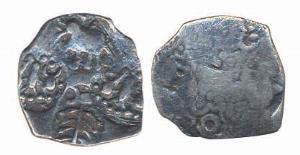 Ashmaka Janapada, Silver ½ Karshapana, 1.45g, restruck 3/8 four blurred punches or counter