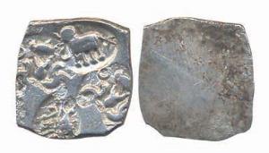 Ashmaka Janapada (c.4th-3rd century BC), Silver ½ Karshapana, 1.53g, (Rajgor, Series 26). 
