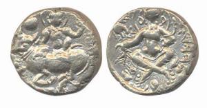 Sasanka, King of Gauda, c.600-630, Base Gold Dinar, 8.81g,Abhishekha type, Siva seated on 