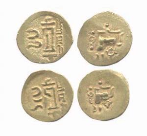 Orissa, Ganga Gold Fanam (2), two-lines legend on rev. Very Fine,Rare. (2).