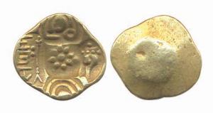 Yadavas of Devagiri, Singhana deva, Gold Padma Tanka, 3.78g. Very Fine, Scarce.