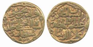 Ala al-Din Mahmud I, Gold Tanka, 10.97g, AH 868 (retrograde date ), (G&G M 22). About Very