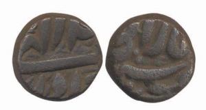 Akbar, Copper ¼ Tanka, 9.95g, Balapur Mint, Mah-Khurdad. Very Fine, Very Rare.