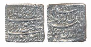 Jahangir, Square Silver Rupee, 12.81g, (20% overweight), Lahore Mint, Sakhat Noorani coupl