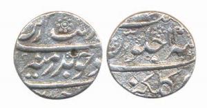 Aurangzeb, Silver ½ Rupee, 5.34g, Golkunda Mint, Ry-14. About Very Fine, Rare.