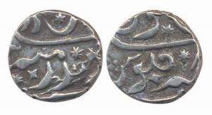 Dicholi, Silver ½ Rupee, 5.65g, in the name of Aurangzeb. About Very Fine, Rare.