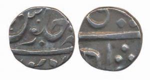 Poona, Silver ¼ Rupee, 2.56g, in the name Shah Alam II. About Extremely Fine, Rare.