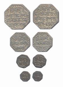 Rajeshwar Simha, Silver (4), set of Rupee, 1/2, 1/8 and 1/16 Rupee. Good Fine to Very Fine