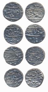 Silver Rupees (5), in the name of Shah Alam II, different dates and marks. Very Fine+. (5)