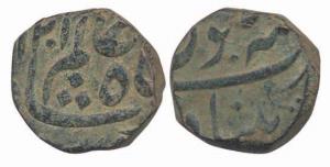 Nizam Ali Khan, Copper double Paisa, 14.07g, Khujista Bunyad (Aurangabad) Mint, AH 1201 (n