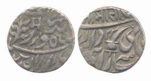 Silver ¼ Rupee, 2.81g, in the name of Sardar Singh and Queen Victoria, nagiri initial ‘Ma’