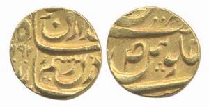 Amar Singh (1765-81 AD), Gold Mohur, 10.80g, (Sarhind mint), AH 1192. Frozen Swad symbol w